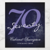 第70パーティー |誕生日/記念日パープルホワイト ワインラベル (シングルラベル)