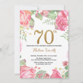 第70フローラ誕生日招待状金ゴールドグリッター 招待状 (正面)