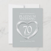 第70プラチナ結婚記念日のハートの応答カード 出欠カード (正面)