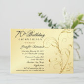 第70モノグラムとのバースデーパーティ招待状の金ゴールド 招待状 (スタンド正面)