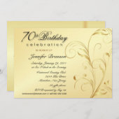 第70モノグラムとのバースデーパーティ招待状の金ゴールド 招待状 (正面/裏面)