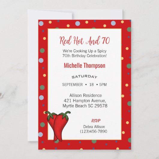 第70回おもしろい赤トウガラスバースデーパーティー 招待状 (正面)