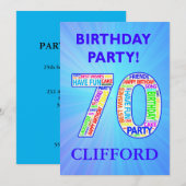 第70回の誕生日パーティーの招待状の名前の追加 招待状 (正面/裏面)