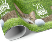 第70回ゴルフ誕生日とグリーングラスのゴルフボール ラッピングペーパー (ロールコーナー)
