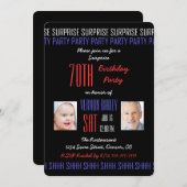 第70回サプライズ誕生日パーティー彼の写真を見る 招待状 (正面/裏面)