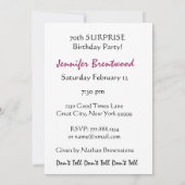 第70回サプライズ·バースデー·パーティーの招待ピンク·ローズ 招待状 (裏面)
