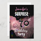 第70回サプライズ·バースデー·パーティーの招待ピンク·ローズ 招待状 (正面/裏面)