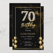 第70回ダイヤモンドブラック&金ゴールド誕生日 招待状 (正面/裏面)