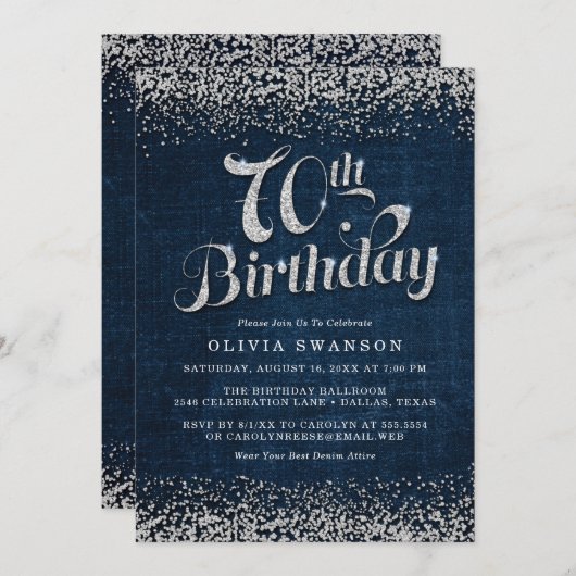 第70回デニム&ダイヤモンド誕生日パーティー 招待状 (正面/裏面)