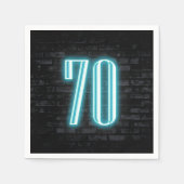 第70回バースデーパーティネオンサイン入りレンガの壁 スタンダードカクテルナプキン (正面)