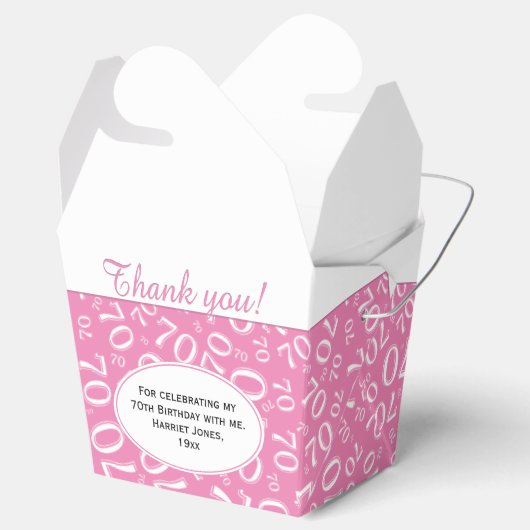 第70回バースデーパーティーのピンク/白の番号模様 フェイバーボックス (オープン)