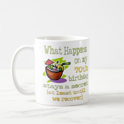 第70回バースデーパーティーのプレゼント。私の70日に何が起こるか コーヒーマグカップ (左)