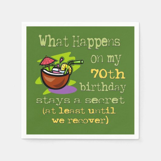 第70回バースデーパーティーのプレゼント。私の70日に何が起こるか スタンダードカクテルナプキン (正面)