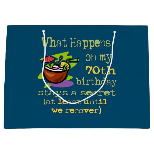 第70回バースデーパーティーのプレゼント。私の70日に何が起こるか ラージペーパーバッグ (正面)