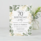 第70回バースデーパーティーのユーカリ水彩 招待状 (スタンド正面)