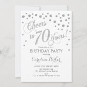 第70回バースデーパーティーの招待状 – Silver White 招待状 (正面)