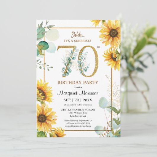 第70回バースデーパーティーひまわりエレガントフローラ 招待状 (スタンド正面)