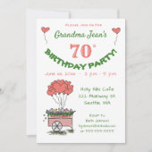 第70回バースデーパーティーへの招待 – おばあちゃんハート 招待状 (正面)
