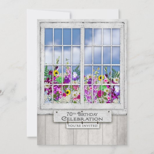 第70回バースデーパーティーへの招待、ウィ素朴ンドウ 招待状 (正面)