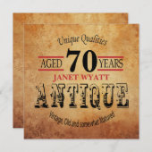 第70回バースデーパーティーへの招待 |ヴィンテージ- DIY時代 招待状 (正面/裏面)