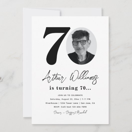 第70回バースデーパーティーへの招待 |第70誕生日 招待状 (正面)