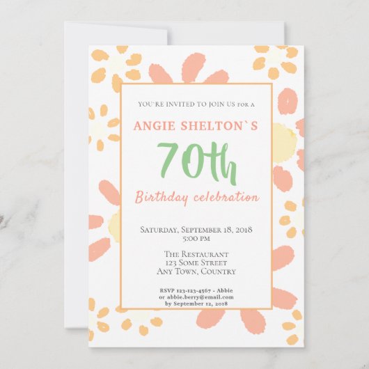 第70回バースデーパーティーやる気を起こさせるフローラ 招待状 (裏面)