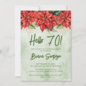 第70回バースデーパーティークリスマスポインセチアフローラ 招待状 (正面)