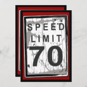 第70回バースデーパーティーグルンギースピード制限サイン 招待状 (正面/裏面)