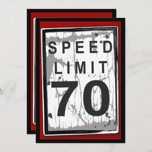 第70回バースデーパーティーグルンギースピード制限サイン 招待状 (正面/裏面)