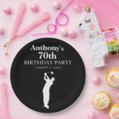 第70回バースデーパーティーゴルファーBlack Par Seventeth ペーパープレート (パーティー)