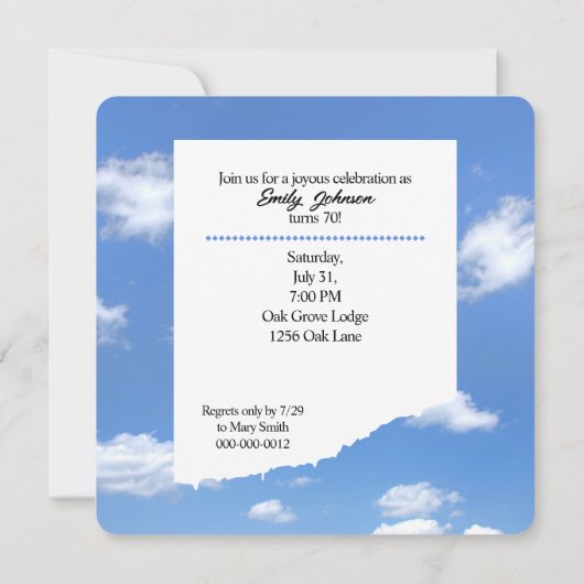 第70回バースデーパーティーサマーサンシャイン 招待状 (裏面)