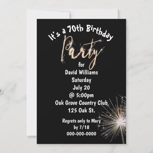 第70回バースデーパーティースパーカー 招待状 (裏面)