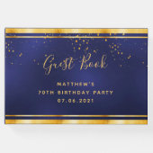 第70回バースデーパーティーダークブルー金ゴールド紙吹雪 ゲストブック (正面)