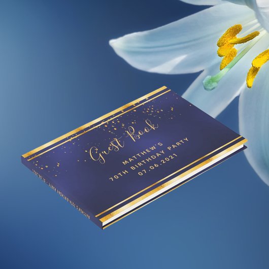 第70回バースデーパーティーダークブルー金ゴールド紙吹雪 ゲストブック