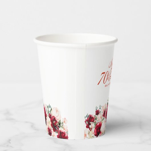 第70回バースデーパーティードレッドローズピンク牡丹カスタム 紙コップ (右)