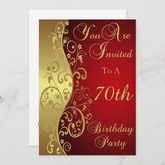 第70回バースデーパーティーパーソナライズされた招待状 招待状 (正面/裏面)