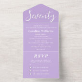 第70回バースデーパーティーパープルシンプル薄紫モダン オールインワン招待状 (内側)