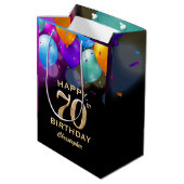 第70回バースデーパーティーブラック&金ゴールドバルーン ミディアムペーパーバッグ (裏面アングル)