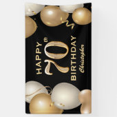 第70回バースデーパーティーブラック&金ゴールドバルーン 横断幕 (縦)