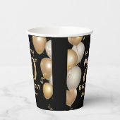 第70回バースデーパーティーブラック&金ゴールドバルーン 紙コップ (左)