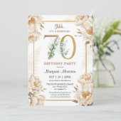 第70回バースデーパーティーホワイトエレガント牡丹フローラ 招待状 (スタンド正面)