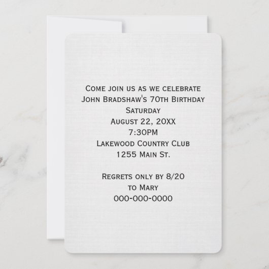 第70回バースデーパーティーマガジンカバー招待状 招待状 (裏面)