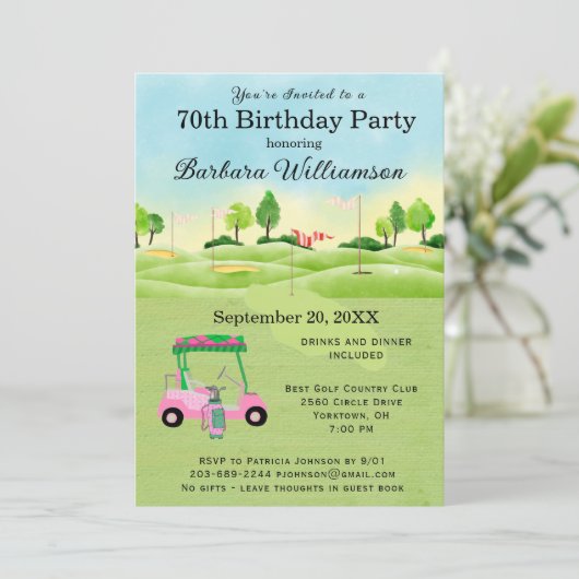 第70回バースデーパーティーレディーゴルファーテーマ招待状 招待状 (スタンド正面)