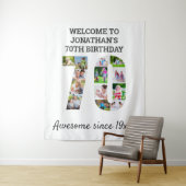 第70回バースデーパーティー写真コラージュ背景 タペストリー (インサイチュ)