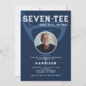 第70回バースデーパーティー写真ゴルフモダンネイビーブルー 招待状 (正面)