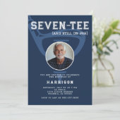第70回バースデーパーティー写真ゴルフモダンネイビーブルー 招待状 (スタンド正面)