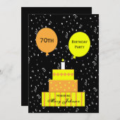 第70回バースデーパーティー招待おもしろい第70回ケーキ 招待状 (正面/裏面)