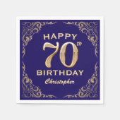 第70回バースデーパーティー海軍ブルーと金ゴールドグリッター スタンダードカクテルナプキン (正面)