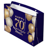 第70回バースデーパーティー海軍ブルーと金ゴールドバルーン ラージペーパーバッグ (裏面アングル)