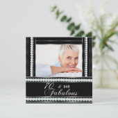 第70回バースデーパーティー白黒シルバーダイヤモンド 招待状 (スタンド正面)